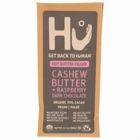 Hu Organic Cashew Butter & Raspberry Dark Chocolate Bar 2.1 oz Pack of 3