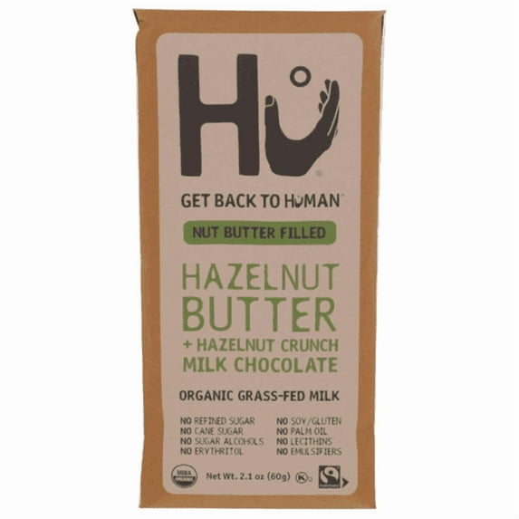 Hu Organic Hazelnut Butter & Hazelnut Crunch Milk Chocolate Bar 2.1 oz - Pack of 3