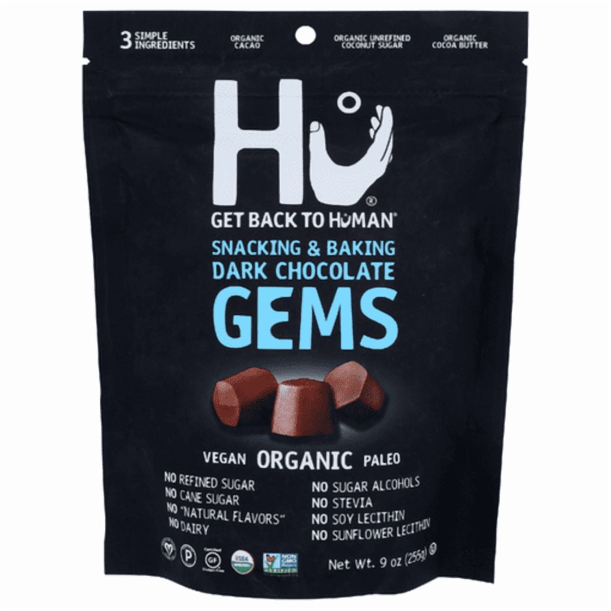 Hu Organic Snacking & Baking Dark Chocolate Gems 9 oz - Pack of 2