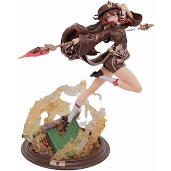 Hu Tao Figure Fighting Genshin Impact Hu Tao Anime Figures 28cm/11inch Handmade PVC Game Character Model Statue Collectible Craft Gift