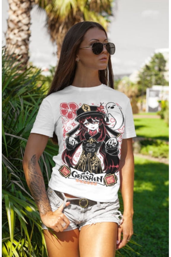 Hu Tao Genshin Impact T-Shirt Japan Aesthetic Anime Japanese Vaporwave Genshin Impact Raiden Shogun Gaming T-Shirt, Anime Waifu Shirt