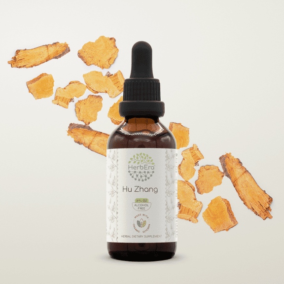 HerbEra Hu Zhang Tincture, Organic Herbal Dietary Supplement for Antioxidant Support, Certified Hu Zhang (Polygonum cuspidatum) Dried Root Extract, Natural, Alcohol-Free, Drops 2 oz