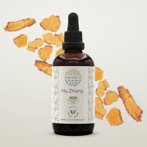 HerbEra Hu Zhang Tincture, Herbal Dietary Supplement for Antioxidant Support, Hu Zhang (Polygonum cuspidatum) Dried Root Extract, Natural, Made with Organic Glycerin, Alcohol-Free, Drops 4 oz