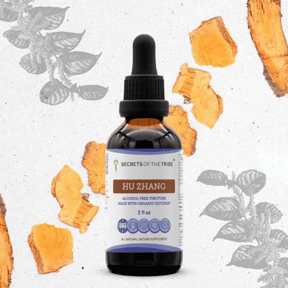 Secrets Of The Tribe Hu Zhang Dietary Supplement, Natural Herbal Tincture for Antioxidant Support, Hu Zhang (Polygonym cuspidatum) Dried Root, Made with Organic Glycerin, Alcohol-Free Extract, 2 oz