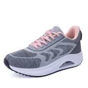 HuJAT Womens Plantar Fasciitis Relief Orthotic Sneakers, Arch Support Lightweight Lace-Up Walking Shoes Pinkgrey US 5.5