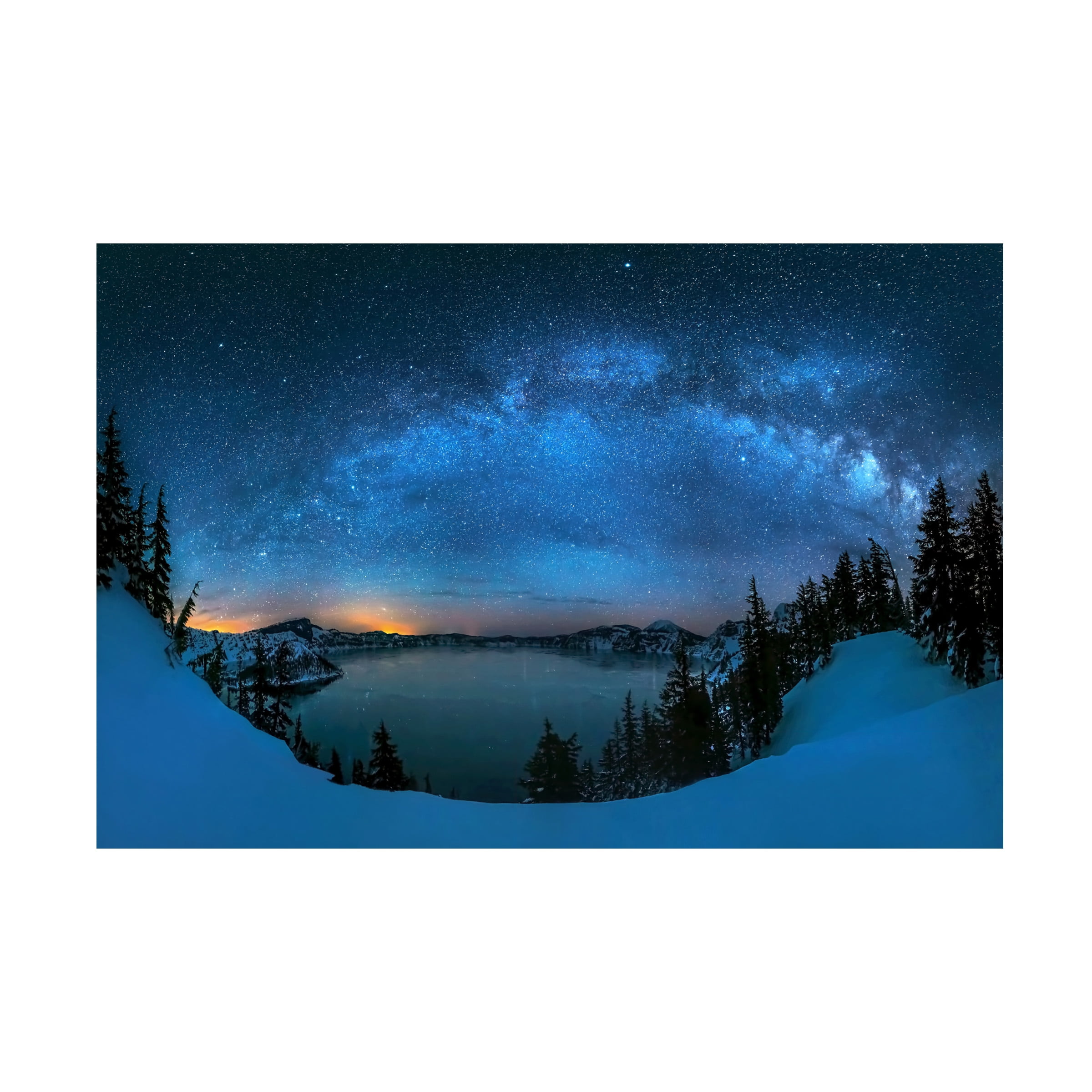 Hua Zhu 'Starry Night Over The Crater Lake' Canvas Art
