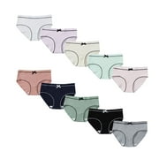 HUA ANGEL HuaAngel 10 Pack Girls Cotton Underwear Hipster Panties for Tweens and Teens Sizes S-XL