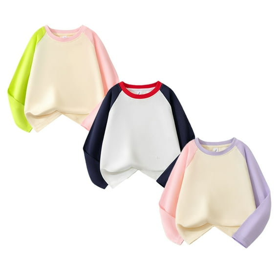 HuaAngel 3 Pack Boys Girls Combed Cotton T-Shirt Long Sleeve Crew Neck Basic Tees Sizes 3-13