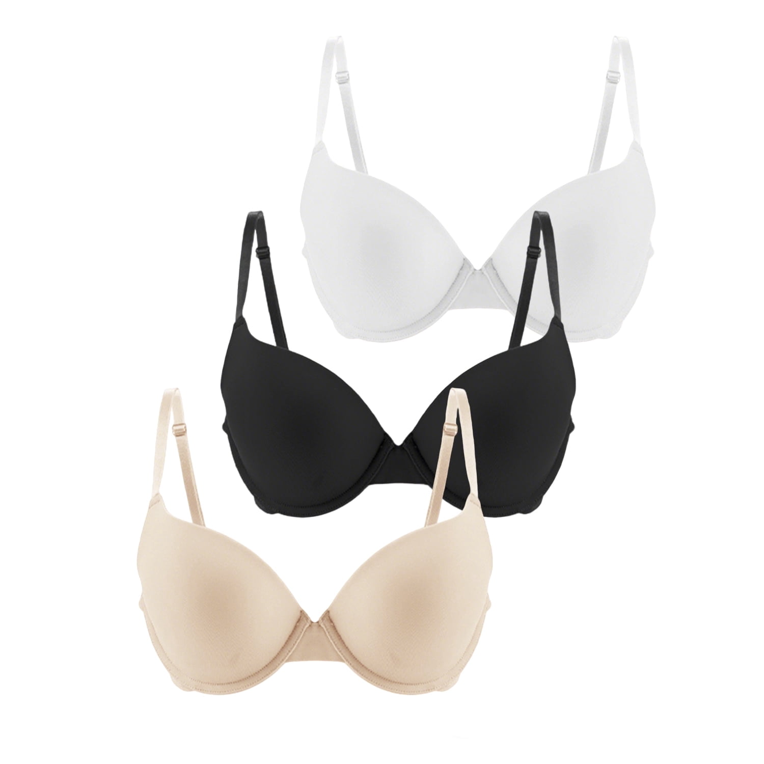 HuaAngel 3 Packs Teen Girls Bras Soft Breathable with Natural Lift T-Shirt Bras for Daily Wear Ages 12-20