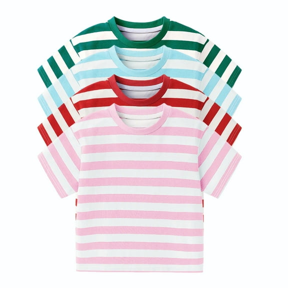 HuaAngel 4 Pack Classic Striped T-Shirt for Boys and Girls Size 2-7T