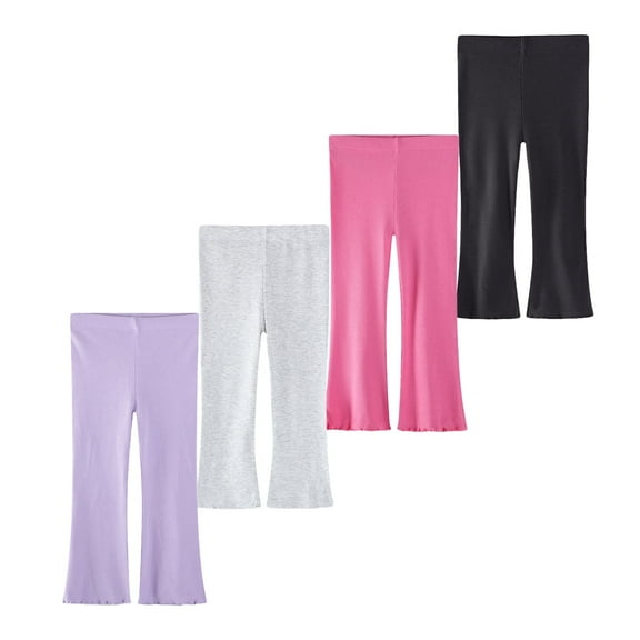 HuaAngel 4 Packs Girls Cotton Flare Leggings Soft and Stretch Flare Pants for Toddlers 2-7