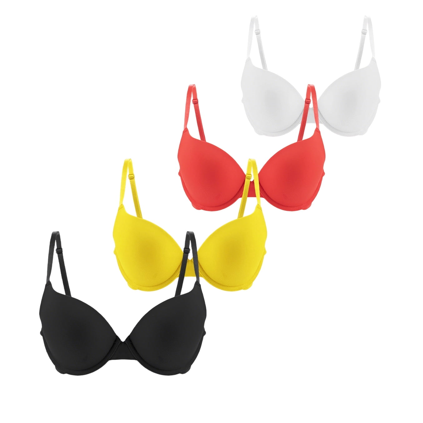 HuaAngel 4 Packs Teen Girls Bras Soft Breathable with Natural Lift T-Shirt Bras for Daily Wear Ages 12-20