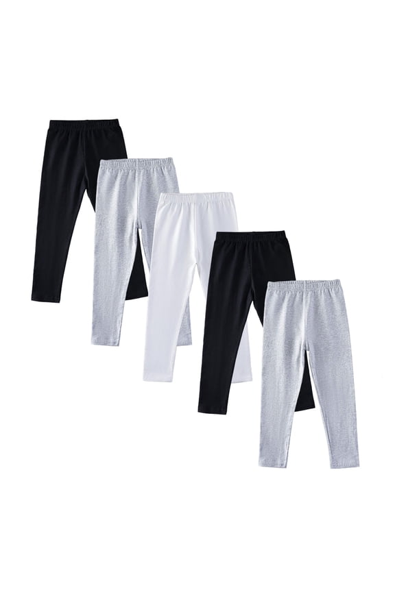 HuaAngel 5 Pack Girls Cotton Leggings with Elastic Waistband for School and Sports Sizes 4-12