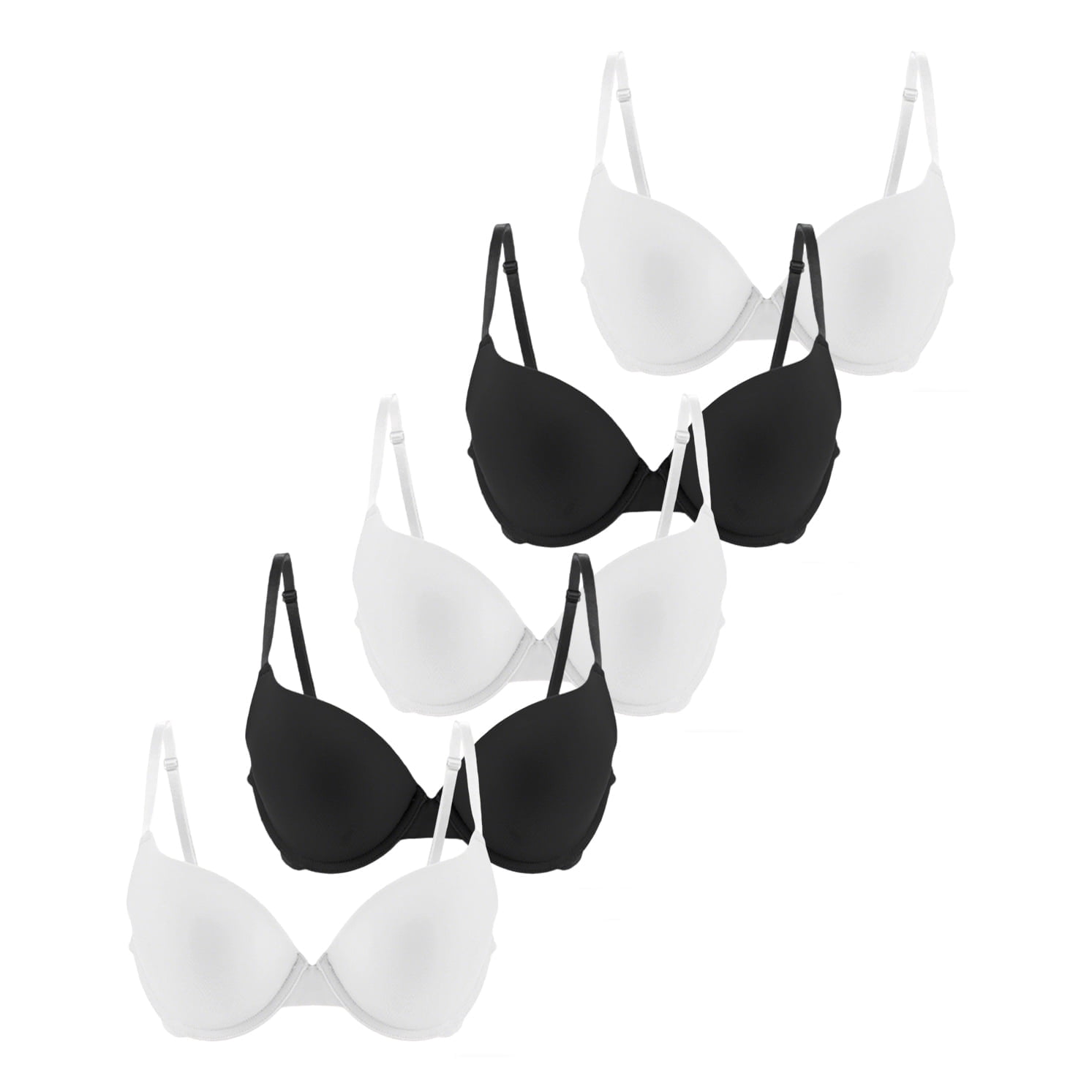 HuaAngel 5 Packs Teen Girls Bras Soft Breathable with Natural Lift T-Shirt Bras for Daily Wear Ages 12-20