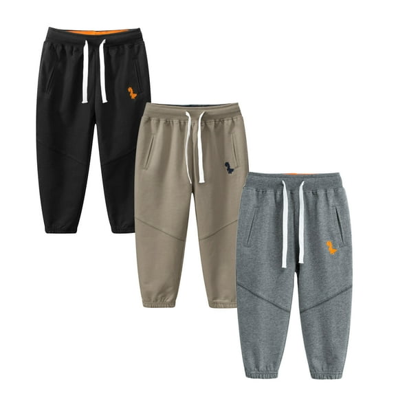 HuaAngel Boys Athletic Sweatpants Cotton with Drawstring Pockets Kids Casual Pants 3 Pack Sizes 2-8