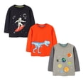 thumbnail image 1 of HuaAngel Boys Cotton Long Sleeve T-Shirt Crew Neck Funny Print Shirt 3 Packs Sizes 2-7, 1 of 7