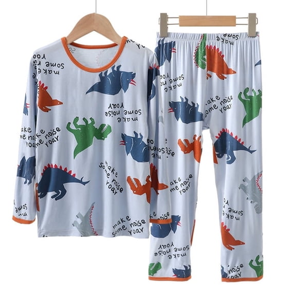 HuaAngel Boys Girls Long Sleeve Pajamas 2-Piece Soft Cute Pajama T-Shirt Pants Set Size 4-14