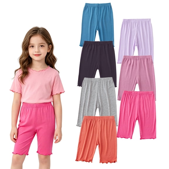HuaAngel Girls Bike Shorts 7 Packs Modal Athletic Shorts Breathable Stretch Comfort for Running, Dance