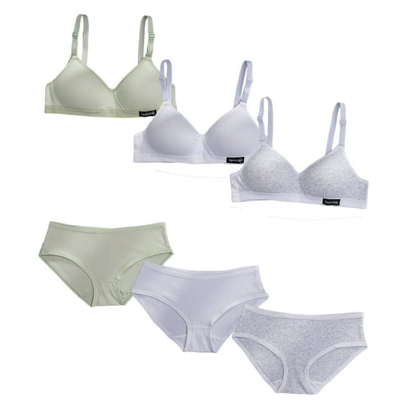 HuaAngel Girls Bra Sets Cotton Training Bra Adjustable Straps Bralettes 3-6 Pack Sizes 32-38