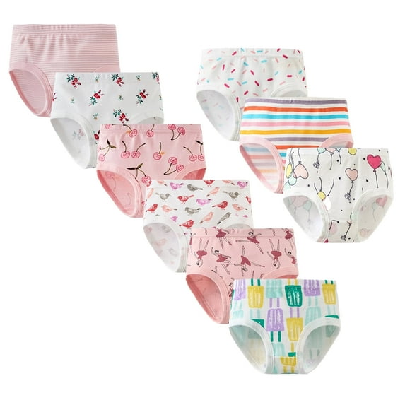 HuaAngel Girls Cotton Brief Underwear Breathable Comfortable Soft Panties 9 Pack Size 2-7