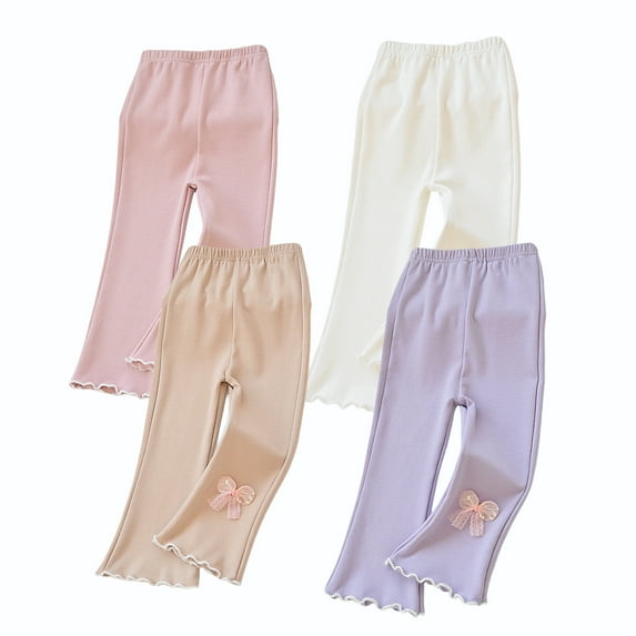 HuaAngel 4 Pack Girls' Cotton Pants Basic Versatile Pants Sizes 2-7Years