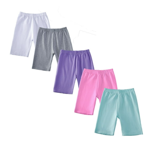 HuaAngel Girls Soft Cotton Bike Shorts 5 Pack Stretchy Comfy Athletic Undershorts for Running Dance School Sizes 7-14