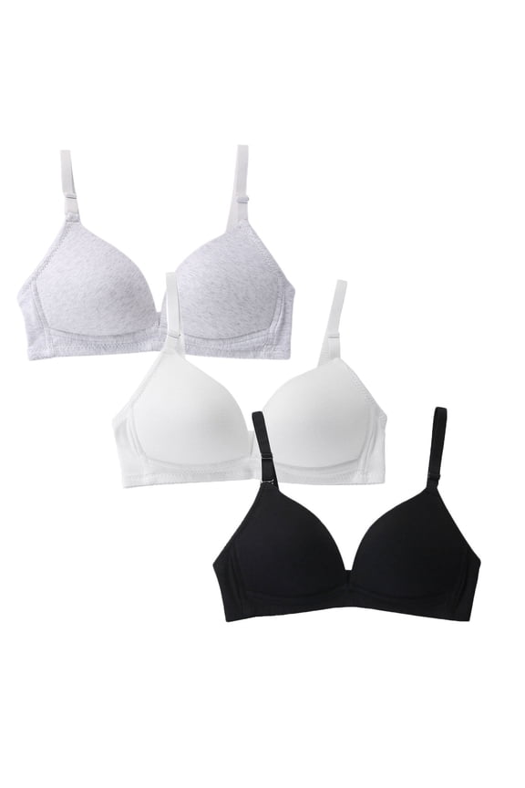 HuaAngel Girls Soft Padded Bra Cotton with Adjustable Straps Training Bralette 3 Pack Size 32-38