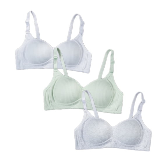 HuaAngel Girls Training Bralette Cotton Wirefree Soft Cups Adjustable Straps 3 Pack Size 32-38