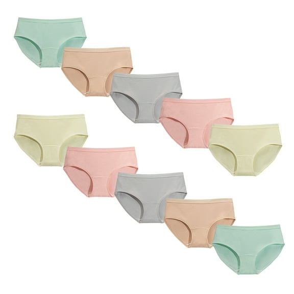 HuaAngel Girls Underwear 6-10 Pack Cotton Soft Stretch Panties Everyday Briefs for School and Play Sizes M-XL