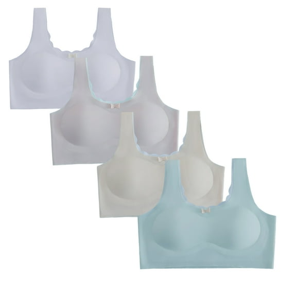 HuaAngel Training Bra for Girls Wide Straps Non-Steel Ring Soft Bras 4 Pack Sizes M-L