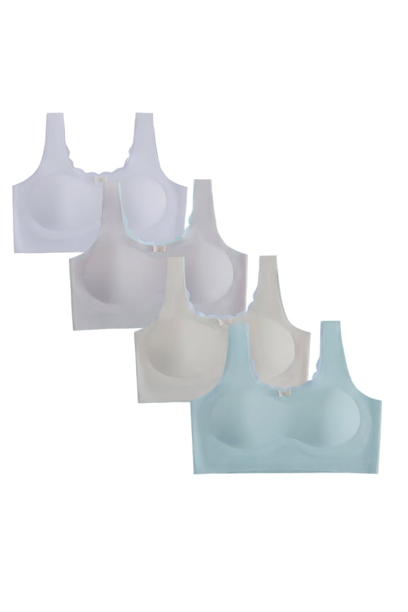 HuaAngel Training Bra for Girls Wide Straps Non-Steel Ring Soft Bras 4 Pack Sizes M-L