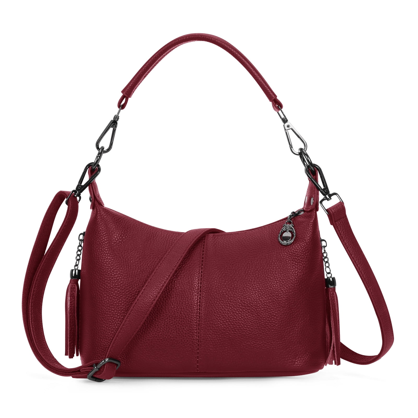 HuaAngel Women's Handbags Soft Genuine Leather Tassel Shoulder Bag Vintage Travel Satchel Purses with 2 Removable Straps