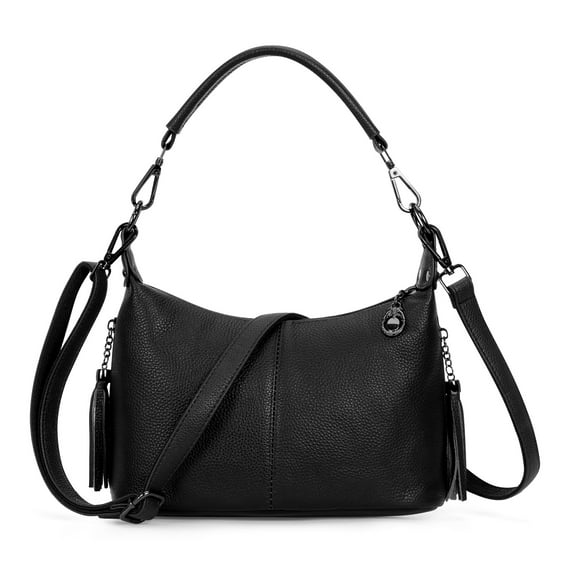 HuaAngel Women's Handbags Soft Genuine Leather Tassel Shoulder Bag Vintage Travel Satchel Purses with 2 Removable Straps