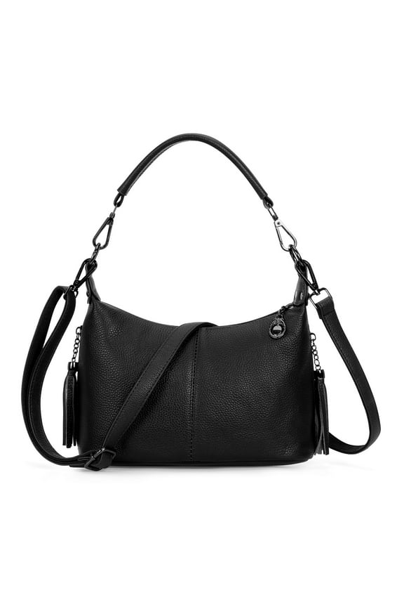 HuaAngel Women's Handbags Soft Genuine Leather Tassel Shoulder Bag Vintage Travel Satchel Purses with 2 Removable Straps