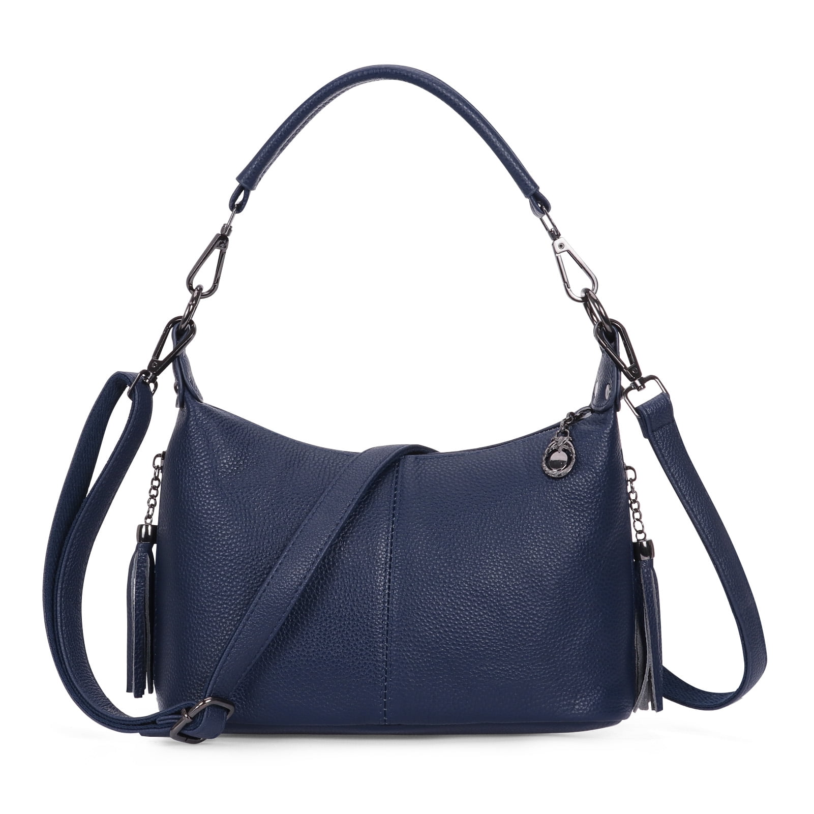 HuaAngel Women's Handbags Soft Genuine Leather Tassel Shoulder Bag Vintage Travel Satchel Purses with 2 Removable Straps