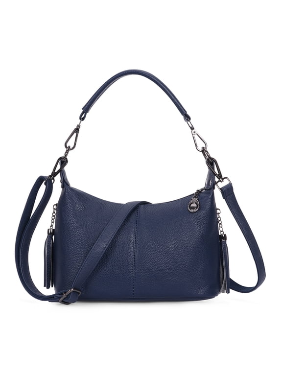 HuaAngel Women's Handbags Soft Genuine Leather Tassel Shoulder Bag Vintage Travel Satchel Purses with 2 Removable Straps