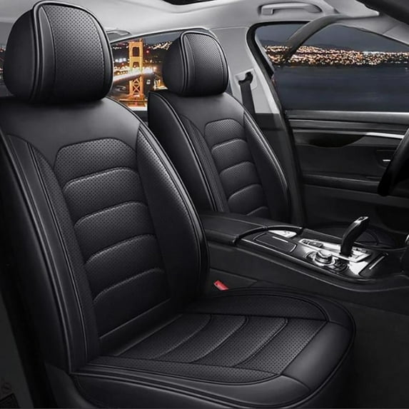 HuaGuan 5-Seat Set Seat Covers for Dodge Journey 2011-2020 - Breathable Leather Car Seat Covers Vehicle Seat Protector (5-Seat Set, Black)
