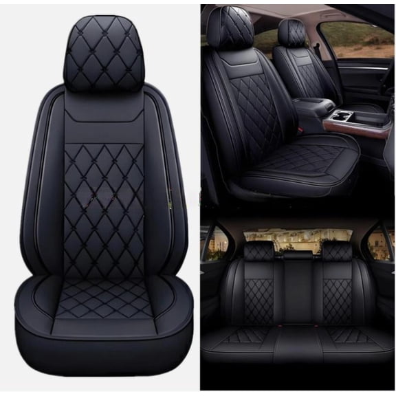 HuaGuan 5-Seats PU Leather Car Seat Fit For Chevrolet Trax 2024-2026 Waterproof Cushion Cover Front+Rear Cushion Full Set(Black)