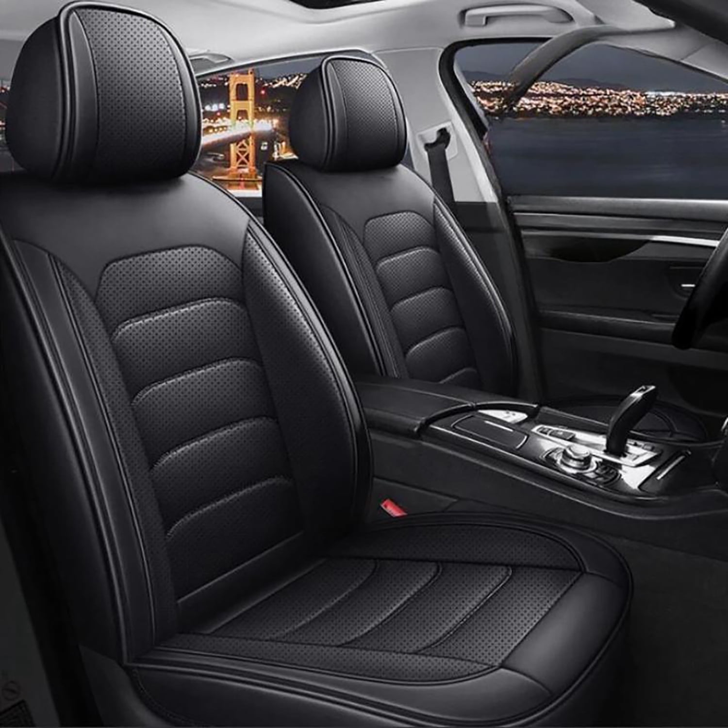 HuaGuan Fit for Toyota Corolla 2014-2019 Seat Covers - Full Set Waterproof Leather Car Seat Covers Compatible Airbag（5 Seat,Black）