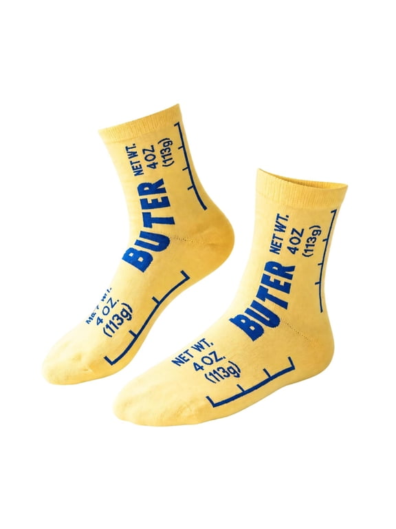 Butter Theme Crew Socks, Graphics Middle Calf Hosiery, Gift for Chefs