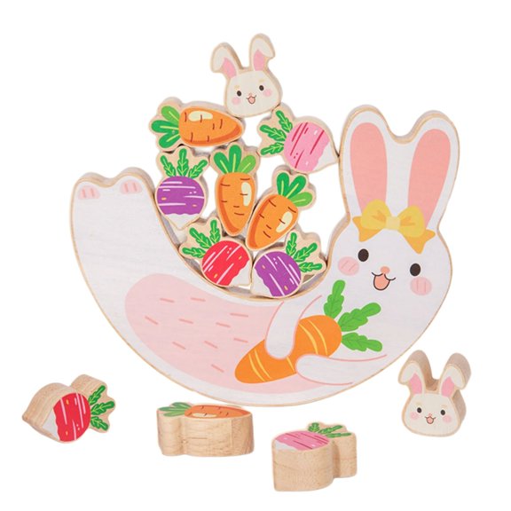 HuaJing Rabbit Balance Stacking Game Wooden for Independent or 2-Player Turn-Taking