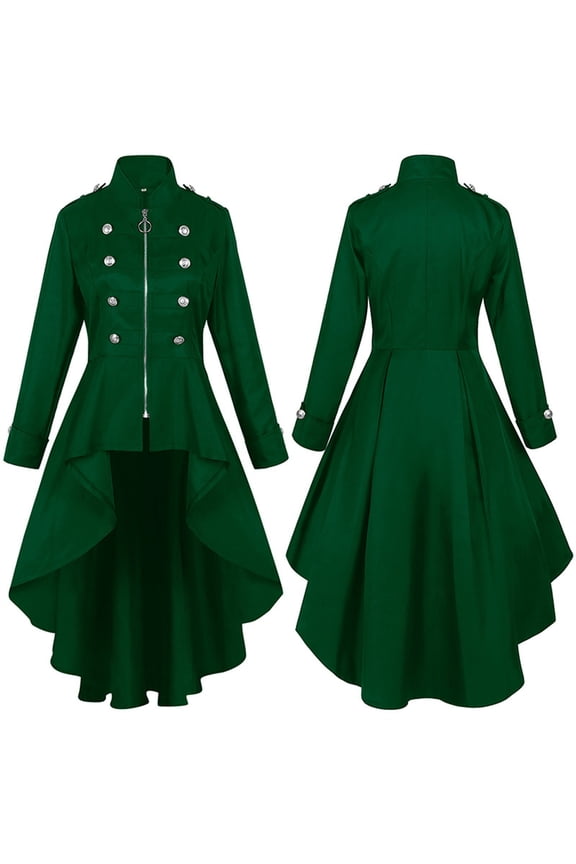 Jackets for Women Vintage Steampunk Long Coats Gothic Overcoat Ladies Retro Zipper Hoodless Casual Jacket Trench Coat