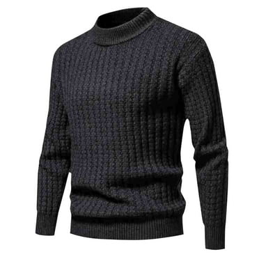 HuaLeiMao Men's Cable Knit Sweater Classic Solid Color Sweaters Warm Round Neck Long Sleeve Pullover Top