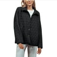 thumbnail image 1 of HuaLeiMao Womens Winter Jacket Casual Solid Color Quilted Cotton Jacket with Pockets Warm Lapel Button Coat Tops, 1 of 7