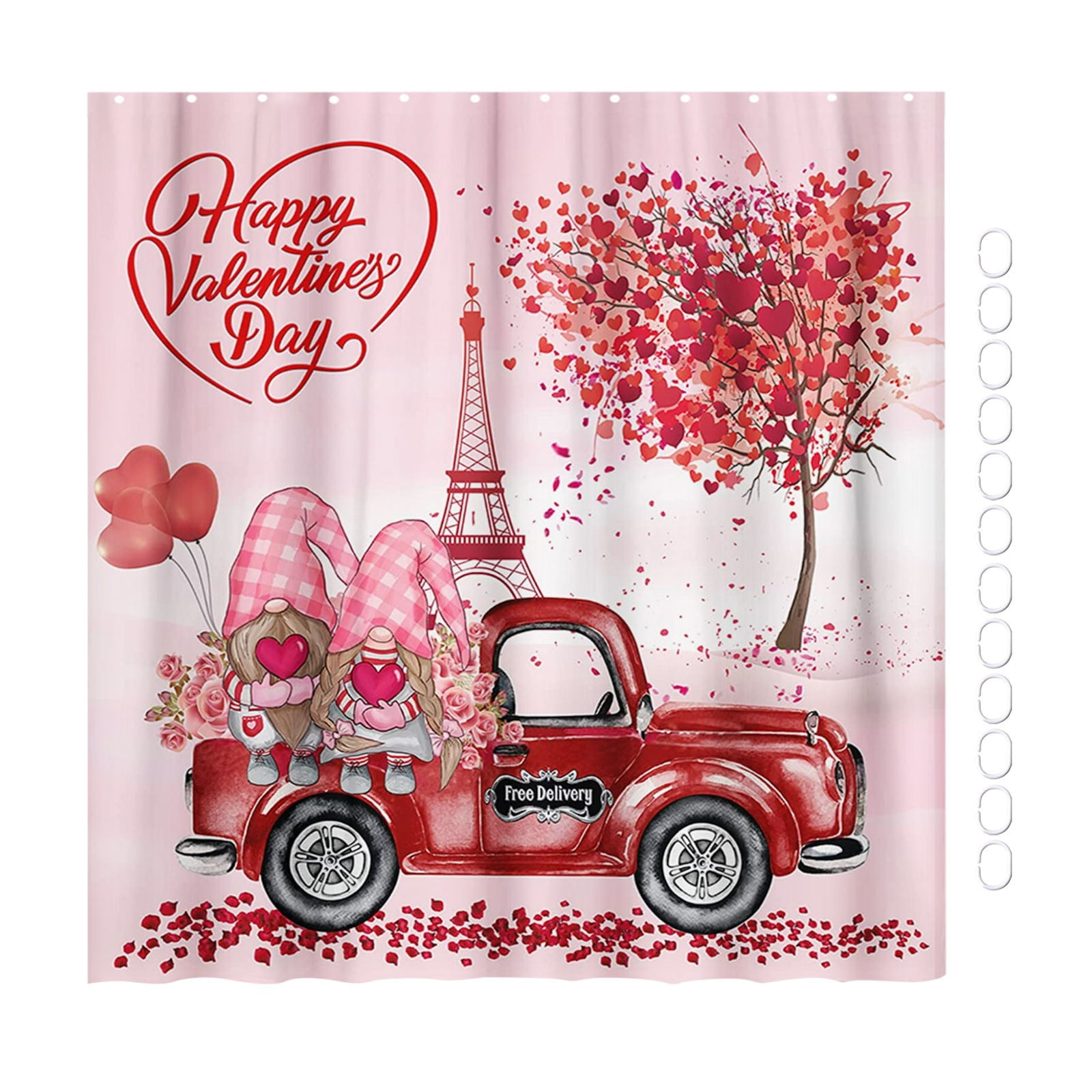 Huaai Clearance! Home Textile Valentine's Day Decorative Shower Curtain