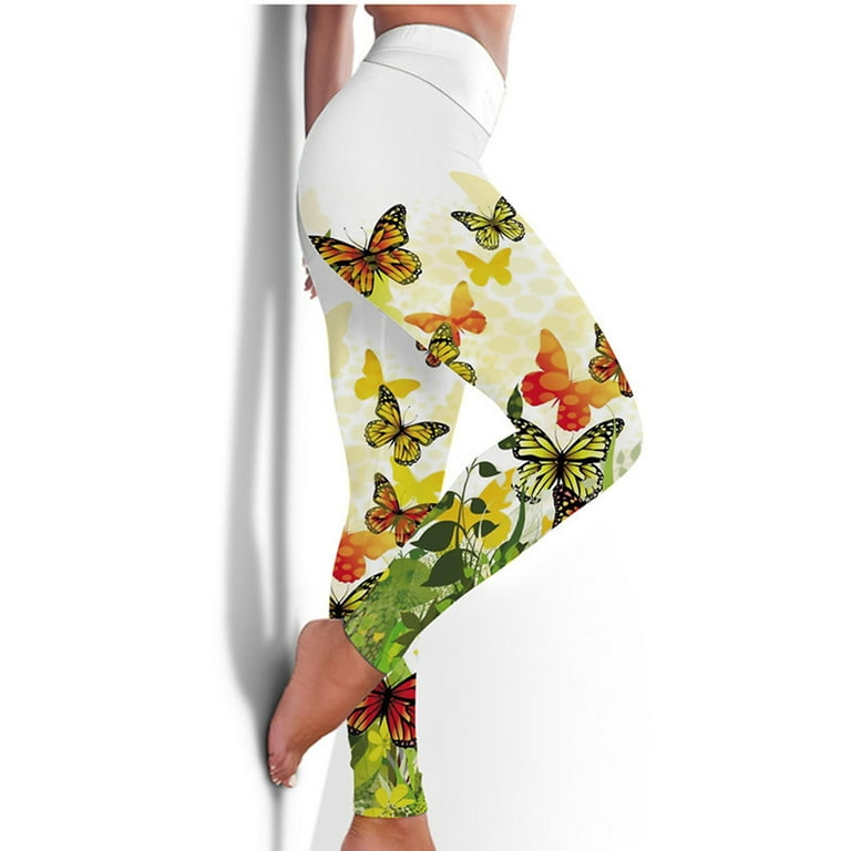 Huaai Fashion Women's Printing Breathable Lifting Exercise Yoga Pants  Casual Pants For Women Yellow XL