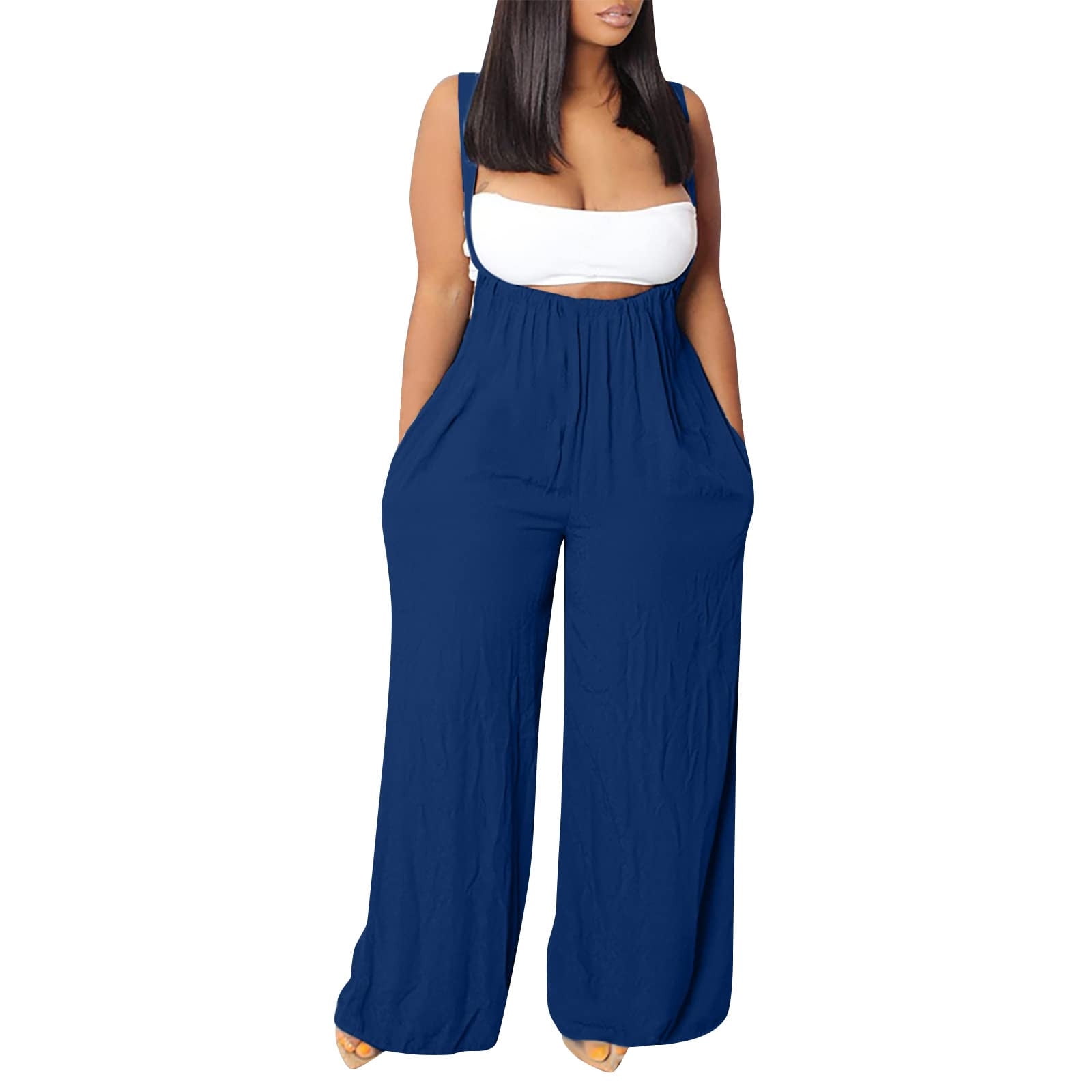 Huaai Plus Size Jumpsuits For Women Dressy Wide Leg Jumpsuits Halter