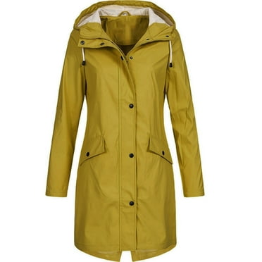 Baocc Raincoat Women's Solid Rain Jacket Outdoor Hoodie Waterproof Long ...
