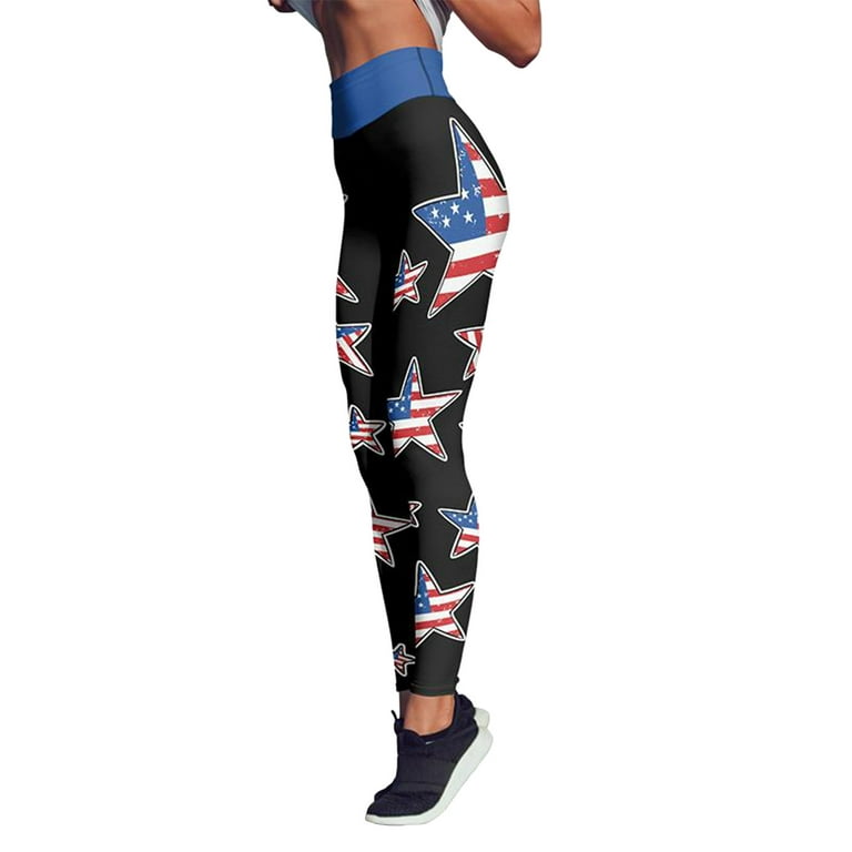 Huaai Women Patriotic Usa American Flag Custom Color Leggings Ny Pants For  Yoga Running Pilates Casual Pants For Women Black M