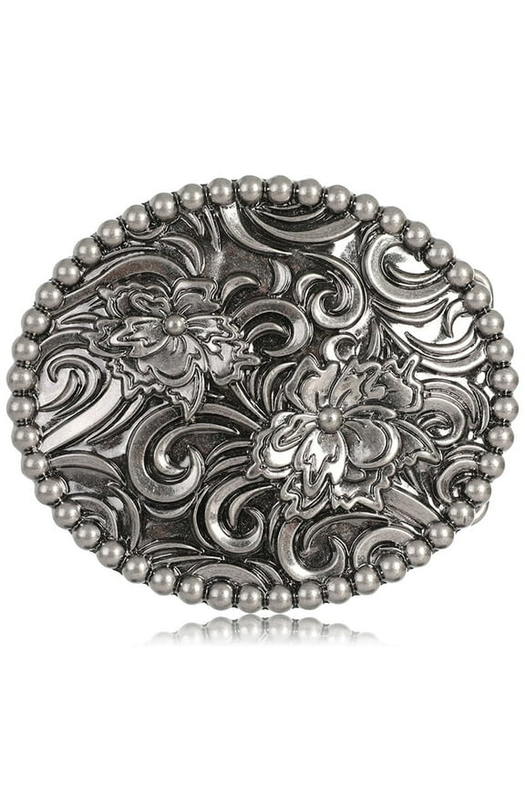 Antique Engraved Flower Solid Metal Belt Buckle Men Women Western Cowboy